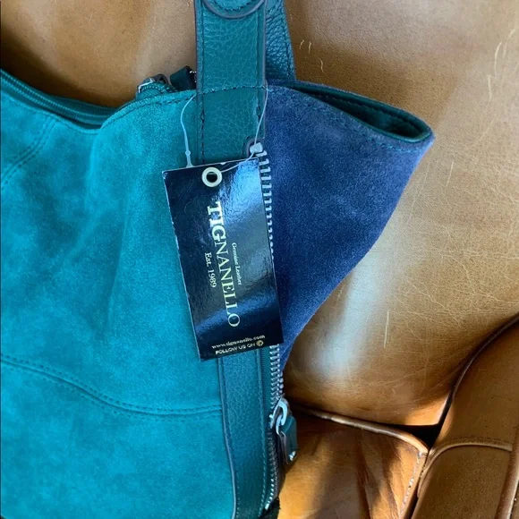 NWT Tignanello Suede Zip Slouch shoulder handbag - Picture 4 of 13